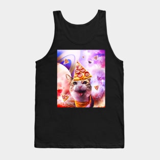 Space Galaxy Cat With Pizza Tank Top